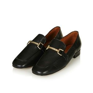 Topshop Black Karter Leather Loafers